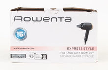 Carica l'immagine nel visualizzatore di Gallery, Rowenta CV1811 Express Style, Asciugacapelli, Potente, Super Compatto, Tecnologia Ionica, 2 impostazioni di velocità/temperatura, Design Ultraleggero, Nero