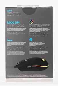 Logitech G G203 LIGHTSYNC Mouse Gaming con Illuminazione RGB, Personalizzabile, 6 Pulsanti Programmabili, Sensore per Gaming, Tracciamento a 8.000 DPI, Peso Ridotto - Nero