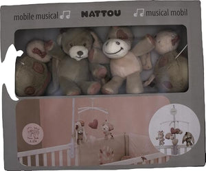Nattou Giostrina musicale, Nina, Jade e Lili, Melodia "La-Le-Lu", 37 x 31 x 9 cm, Beige/Rosa/Bianco, 987240