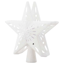 Carica l'immagine nel visualizzatore di Gallery, Bakaji Puntale a Forma di Stella Luminoso con Gioco Luci Fiocchi di Neve a Riflesso su Soffitto Altezza 26cm Decorazione Punta Albero di Natale Decorazioni Natalizie con Glitter (Bianco)