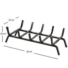 Carica l&#39;immagine nel visualizzatore di Gallery, Virsus Brucialegna da Camino in ferro battuto con spessore 1,5 cm, di colore nero con sfumature, 5 barre distanziate, braciere per legna, poggialegna resistente per brace, fuoco costante (40x32x20 cm)
