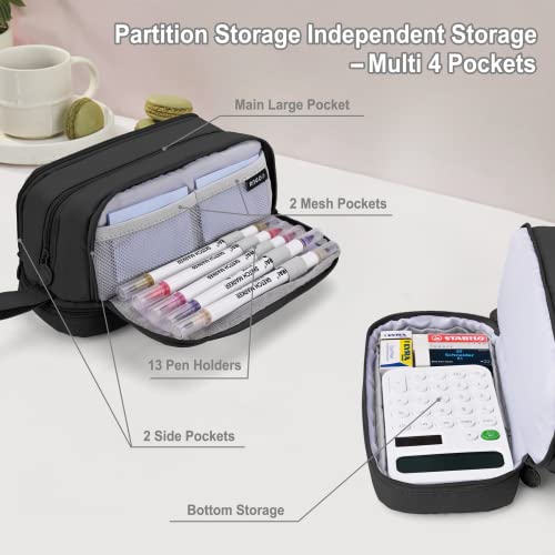 Astuccio Grande Capacità Sciphylia - 4 Scomparti Per Scuola, Ufficio O Trucco, Viola - Foto 4