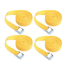 Carica l&#39;immagine nel visualizzatore di Gallery, 4 cinghie con cricchetto, cinghie di tensione regolabili per bagagli, furgoni, camion, moto (giallo), 2 m x 25 mm