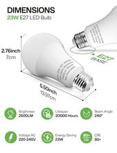 Carica l'immagine nel visualizzatore di Gallery, Eastiya Lampadine LED E27 23W, Bianco Caldo 3000K, Equivalenti a 150W, Lampadine E27 A60, Lampada LED a Vite Edison Risparmio Energetico Consumo Basso, Non Dimmerabile, Pacco da 6