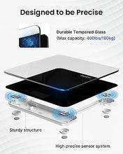 Carica l'immagine nel visualizzatore di Gallery, RENPHO Bilancia Pesapersone Digitale Elettronica da Bagno, Bilancia Alta Precisione con Ampio Display a LED Retroilluminato, Tecnologia Step-On, Ultrasottile, Capacità 180kg, Nero