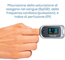 Carica l&#39;immagine nel visualizzatore di Gallery, Beurer PO 40 Saturimetro per il Monitoraggio della Saturazione di Ossigeno nel Sangue, Battito Cardiaco e Indice di Perfusione, Pulsossimetro con Luminosità Regolabile e Spegnimento Automatico