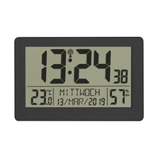 Carica l'immagine nel visualizzatore di Gallery, TFA Dostmann Orologio digitale radiocontrollato da parete, 60.2557.01, con allarme, ampio display, con indicazione della temperatura, data, giorni della settimana anche in italiano