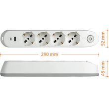 Carica l'immagine nel visualizzatore di Gallery, BTICINO Ciabatta Multipresa Elettrica Poker 6 Posti, 2 Prese USB e 4 Prese Polivalenti (Schuko 10/16A e Bipasso), Ciabat