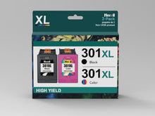 Carica l&#39;immagine nel visualizzatore di Gallery, Heroil 301 XL 301XL Cartucce d&#39;inchiostro Rigenerato per HP 301 XL Nero e Colore Compatibile per HP OfficeJet 2620 2622 4504 4630 5534 Envy 4500 5530 5532 Deskjet 1000 1010 1510 2050 2540 3050（2-Pack
