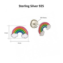 Carica l'immagine nel visualizzatore di Gallery, Minoplata - Orecchini per bambini in argento sterling, design arcobaleno, con chiusura per bambini, perfetti come regalo per ragazze per il compleanno, Argento sterling