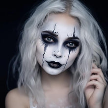 Carica l&#39;immagine nel visualizzatore di Gallery, BOBISUKA Pittura per Viso Nero Bianco Grigio + 3 Spugne + 1 Pennello, Trucco Teatrale, Body Painting per Halloween, Carnevale, Trucco Scheletri, Effetti Speciali