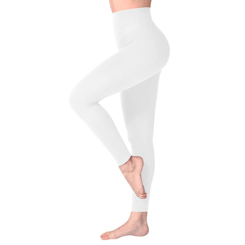 SINOPHANT Leggins Vita Alta Donna, Leggings Donna Fitness Pantaloni Yoga Controllo della Pancia Opaco Elastici Morbido per Sportivi o Casual,S-M,Bianco