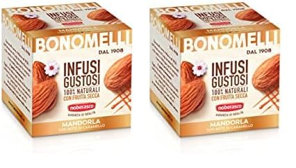 Bonomelli Infusi Gustosi, Mandorla e Caramello, Confezione da 20 Filtri, Gusto Raffinato ed Equilibrato, da Gustare a Caldo o a Freddo (20g)