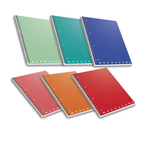 Pigna Quaderno Maxi Spiralato A4 Con Fori E Microperforazione, Rigatura 5M, Pacco Da 5 Pezzi, Multicolore, ‎210 Mm x 297 Mm