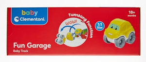 Baby Clementoni - Fun Garage Baby Track, Box e Pista Macchinine per Bambini 18+ Mesi, con 1 Macchinina, Gioco Prima Infanzia Made in Italy, Linea Play For Future, Stimola Manualità e Curiosità, 17404