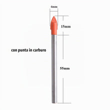 Carica l'immagine nel visualizzatore di Gallery, Gunpla 10 Pezzi 6mm Punta per Vetro Punte Trapano per Bucare Piastrelle Gres Porcellanato Ceramica Vetro Granito in Acci