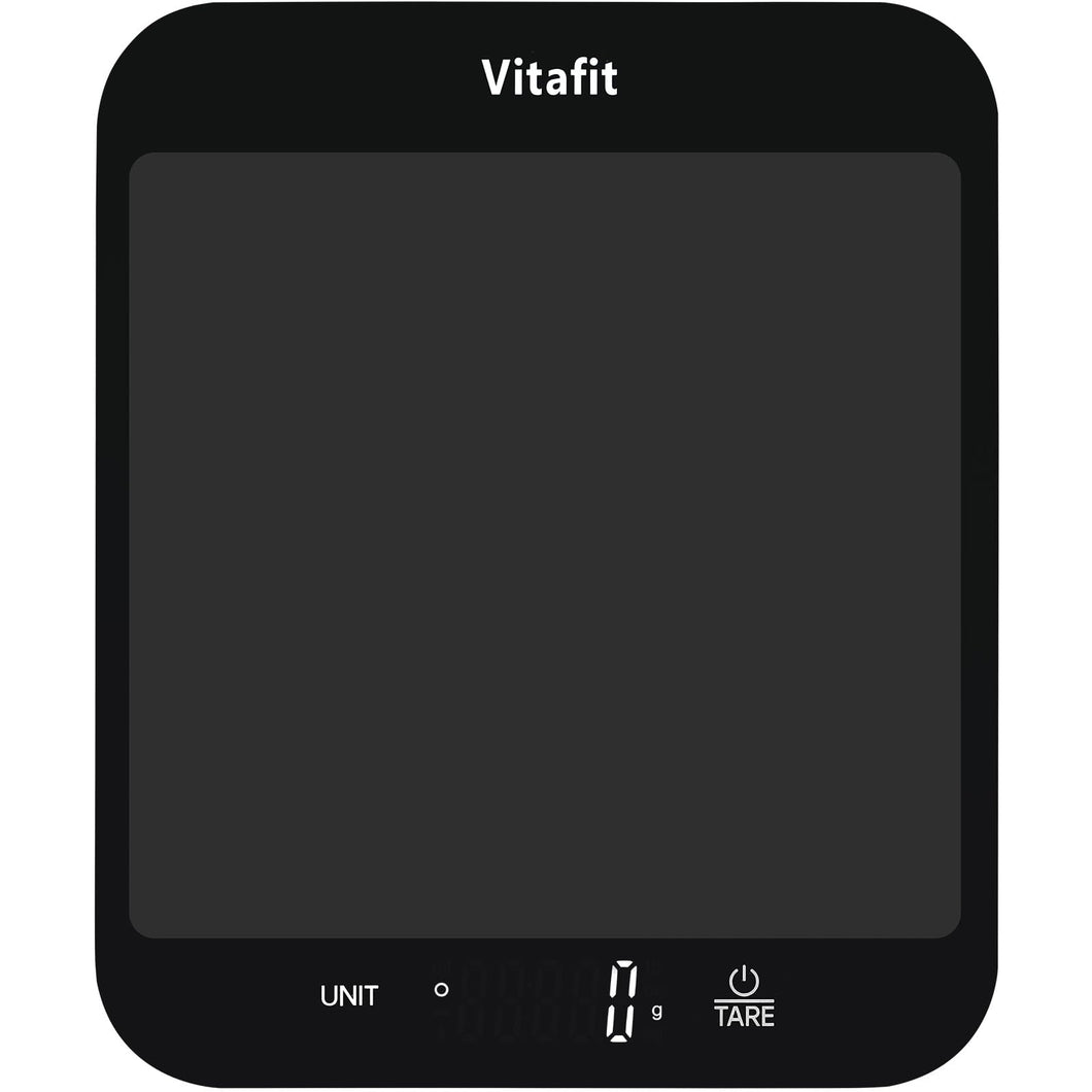 Vitafit 15kg Bilancia da Cucina Digitale, Bilancia Alimentare Elettronica Multifunzione in Grammi e Once, Graduazione Precisa 1g/0.1oz, Batterie Incluse, Nero