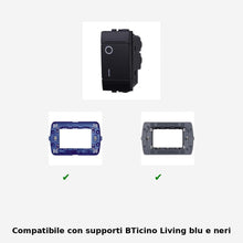 Carica l'immagine nel visualizzatore di Gallery, Interruttore Bipolare 0-1 16A Colore Nero Compatibile Con Bticino Living International/LIGHT 1 PZ