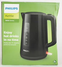 Carica l'immagine nel visualizzatore di Gallery, Philips Series 3000 Bollitore, Capacità 1,7 L, Formato Famiglia, Resistenza Piatta, Spia Luminosa LED, Facile Riempimento, Indicatore in Tazze, Nero (HD9318/20)