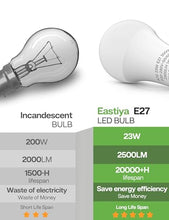 Carica l'immagine nel visualizzatore di Gallery, Eastiya Lampadine LED E27 23W, Bianco Caldo 3000K, Equivalenti a 150W, Lampadine E27 A60, Lampada LED a Vite Edison Risparmio Energetico Consumo Basso, Non Dimmerabile, Pacco da 6