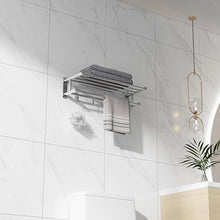 Carica l'immagine nel visualizzatore di Gallery, Eridanus Porta Asciugamani Bagno, Portasciugamani da Parete con Mensole Doppia in Accaio Inox SUS304, Mensola Portasciugamani con Ganci, Lucido, Scaffale Barre, Stile Hotel - 60 x 22,5 x 16 cm