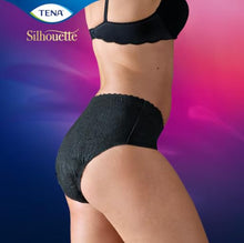 Carica l'immagine nel visualizzatore di Gallery, TENA Silhouette, Noir, Vita Bassa, Taglia L, 27 Mutandine per Perdite Urinarie, Elasticizzate, Monouso, per Donna