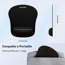 Carica l'immagine nel visualizzatore di Gallery, TECKNET Tappetino Mouse con Poggiapolsi, Gaming Mouse Pad Ergonomico con Memory Foam, Tocco Morbido e Impermeabile, Tappetini Mouse Supporto per Computer, Ufficio, Base di Gomma Antiscivolo