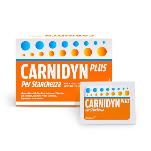 Carnidyn Plus Integratore Alimentare per Stanchezza Mentale e Fisica, 20 Bustine da 5g da Sciogliere in Acqua, Gusto Agrumi