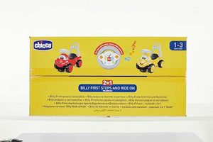 Chicco Billy Walk&Ride Eco+, Primi Passi Girello e Cavalcabile 2in1, Assemblaggio Semplice Manubrio Ergonomico, Ruote Larghe, Suoni e Luci di Guida, in Plastica Riciclata, Bambini 12-36 Mesi, Rosso