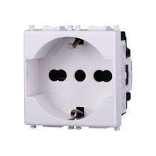 Carica l'immagine nel visualizzatore di Gallery, Elektronova Presa Schuko 2P+T 10/16A 250V Bianco compatibile Vimar Plana 2102