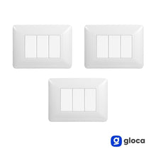 Carica l'immagine nel visualizzatore di Gallery, gloca Set Placche Plastica Compatibili Matix (3 Pezzi Bianco, 3 Posti)