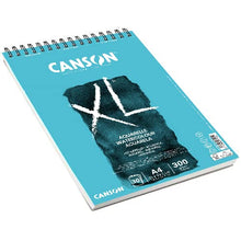 Carica l'immagine nel visualizzatore di Gallery, Canson XL, Aquerelle Album per Tecniche Umide Spiralato Lato Corto 300g/m, Grana Fine, A4, 30 Fogli
