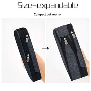 Coolzon Zaino scolastico espandibile, astuccio di grande capacità, astuccio per matite, astuccio per cancelleria, borsa per trucchi, per ragazze, ragazzi, studenti, bambini e adulti, Grigio, Borsa