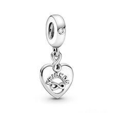 Carica l'immagine nel visualizzatore di Gallery, PANDORA Icons Pendente con scritta Friends e cuore con infinito in argento Sterling con zirconia cubica trasparente