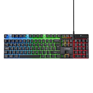 Trust Gaming GXT 835 Azor Tastiera Gaming, Layout Italiano QWERTY, USB, Anti-ghosting, Tastiera Retroilluminata LED RGB Per PC, Computer, Laptop, Mac - Nero