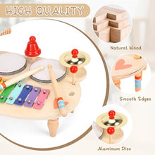 Carica l'immagine nel visualizzatore di Gallery, LZDMY Strumenti Musicali Bambini Tamburo Bambino 1 2 3 4 5 Anni Batteria Bambini, 10 in 1 Xilofono Giocattolo Musicale Legno, Giochi Montessori Bambini, Regalo Bambina per Compleanno,Natale,Pasqua