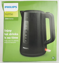 Carica l'immagine nel visualizzatore di Gallery, Philips Series 3000 Bollitore, Capacità 1,7 L, Formato Famiglia, Resistenza Piatta, Spia Luminosa LED, Facile Riempimento, Indicatore in Tazze, Nero (HD9318/20)