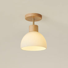 Carica l'immagine nel visualizzatore di Gallery, Mini Lampadario Camera Da Letto, Plafoniera Da Soffitto Moderno in Legno E Vetro, Semplice Per Soggiorno, Passway, E27