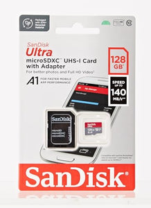 SanDisk 128GB Ultra scheda microSDXC + adattatore SD fino a 140 MB/s con prestazioni app A1 UHS-I Class 10 U1