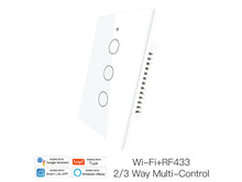Carica l'immagine nel visualizzatore di Gallery, Interruttore Da Parete WiFi, 3 In 1 WiFi 2.4G + RF 433 Mhz + Tasto Touch, Compatibile Con Amazon Alexa e Google Home, Pannello Smart Intelligente Per Scatola 503 Italiana (Bianco, 3 Tasti Touch)