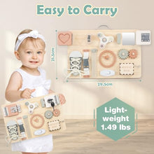 Carica l&#39;immagine nel visualizzatore di Gallery, Joyreal Pannello Sensoriale Bambini Montessori Legno - Busy Board Giochi Montessori 1 2 3 Anni Tavola Sensoriale con Carillon Specchio Neonati Giochi Educativi Regalo