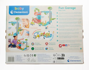 Baby Clementoni - Fun Garage Baby Track, Box e Pista Macchinine per Bambini 18+ Mesi, con 1 Macchinina, Gioco Prima Infanzia Made in Italy, Linea Play For Future, Stimola Manualità e Curiosità, 17404