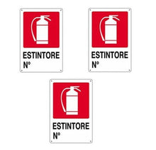 Carica l'immagine nel visualizzatore di Gallery, IRPot - 3 X CARTELLO SEGNALETICO IN PLASTICA " ESTINTORE N°" INDICAZIONI UFFICIO