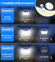 Carica l&#39;immagine nel visualizzatore di Gallery, Luci LED Esterno Giardino Solare - 248 LED Luce Esterno con Pannello Solari con Sensore da Movimento 3 Modos 270° Illuminazione Lampada Solare da Esterno IP65 Impermeabile per Parete Garage