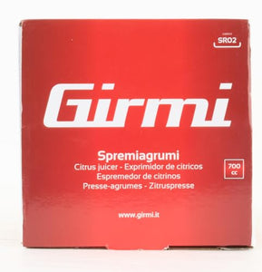 Girmi SR02 Spremiagrumi Elettrico, 25 W, Capacità 700cc, Doppia coppa di spremitura piccola e grande, Rosso/Bianco