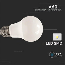 Carica l'immagine nel visualizzatore di Gallery, V-TAC Lampadina LED con Attacco E27 8,5W (Equivalenti a 60W) A60 806 Lumen - 6500K Luce Bianca Fredda (Box 3 pezzi)