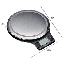 Carica l'immagine nel visualizzatore di Gallery, Amazon Basics - Bilancia digitale da cucina con display LCD, priva di bisfenolo A (pile incluse), Nero e acciaio inossidabile