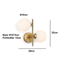 Carica l'immagine nel visualizzatore di Gallery, Applique da Parete Doppia Sfera G9 Ø10cm | Metallo Oro Satinato | Design Moderno Lineare o Floreale | Illuminazione Deco