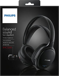 PHILIPS AUDIO SHC5200/10 Cuffie HiFi Wireless Sovrauricolari (32-mm-Driver, Trasmissione FM Wireless, Fascetta con Regolazione Automatica, Design Leggero, Ricaricabile) Nero