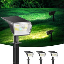 Carica l'immagine nel visualizzatore di Gallery, Linkind lampade solari 2 in 1 Luci Solari Esterno Giardino con Sensore di Movimento,3000K &amp; 6500K, 60 LED faretti energia solare da esterni con indicatore di carica,impermeabili IP67,3 Pezzi